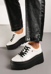 Biało-Czarne Sneakersy Vices na Grubej Podeszwie Tuliri. Białe obuwie sportowe damskie Renee, bez wzorów, z jeansu. Za 129.99 zł.