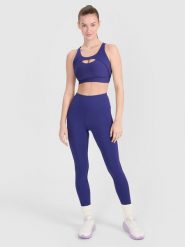 4F Legginsy treningowe z wysokim stanem damskie - granatowe XS. Niebieskie legginsy damskie 4f, s, bez wzorów, z dzianiny, z podwyższonym stanem, na fitness i siłownię. W wyprzedaży za 99.99 zł.