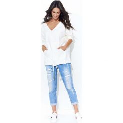 Ecru Bluza Kangurka z Kapturem. Bluzy damskie Molly.pl, uniwersalny, bez wzorów, z dresówki, z kapturem. Za 112.90 zł.