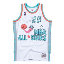 Koszulka NBA All Star West Clyde Drexler. Białe koszulki sportowe męskie Mitchell & Ness, bez wzorów, bez kołnierzyka, bez ramiączek, do koszykówki. Za 517.00 zł.