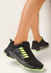 Czarno-Zielone Buty Sportowe przed Kostkę z Sznurowaniem Millsea. Czarne obuwie sportowe damskie Born2be, bez wzorów, na fitness i siłownię. Za 89.99 zł.