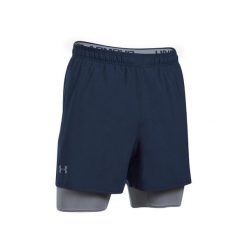 Krótki szorty Under Armour Qualifier 2-w-1. Niebieskie krótkie spodenki sportowe męskie Under Armour, s, bez wzorów, z elastanu, na fitness i siłownię. Za 214.45 zł.