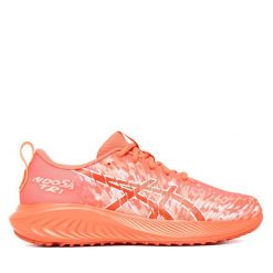 Buty do biegania Asics. Pomarańczowe buty sportowe dziewczęce Asics, bez wzorów, bez zapięcia, do biegania. Za 209.99 zł.