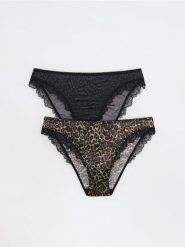 Siateczkowe majtki figi 2 pack - brązowy. Brązowe bikini damskie Reserved, l, bez wzorów. W wyprzedaży za 39.99 zł.