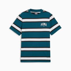 Puma Koszulka Squad Stripe Aop 68179322. Zielone koszulki sportowe męskie Puma, l, bez wzorów, z bawełny, bez kołnierzyka, bez ramiączek. Za 91.99 zł.