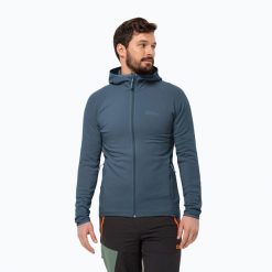Bluza polarowa męska Jack Wolfskin Baiselberg Hooded Fz. Niebieskie bluzy męskie Jack Wolfskin, m, bez wzorów, z polaru, bez kaptura. Za 349.99 zł.