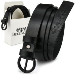 Beltimore Skórzany Damski Pasek 2,5 Cm Czarny A65 : Kolory - Czarny, Rozmiar Pasków - R.95-110 Cm. Czarne paski damskie bez wzorów, ze skóry, eleganckie. Za 59.30 zł.