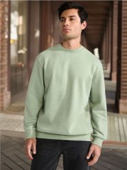 Bluza basic - zielony. Zielone bluzy męskie Sinsay, l, bez wzorów, bez kaptura. W wyprzedaży za 12.99 zł.