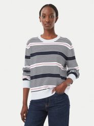 Tommy Jeans Sweter Essential DW0DW23360 Niebieski jasny Regular Fit. Niebieskie swetry damskie Tommy Jeans, xs, bez wzorów, z bawełny, bez kołnierzyka, bez ramiączek, bez kaptura. Za 369.99 zł.
