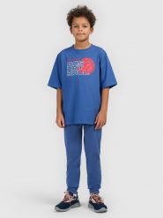 4F T-shirt loose z nadrukiem chłopięcy - granatowy 146/152 (10-12 lat). Niebieskie t-shirty dla chłopców 4f, bez wzorów, z bawełny, bez ramiączek. Za 59.99 zł.