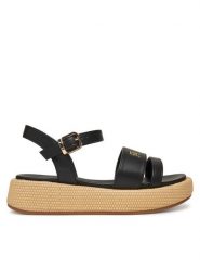 Tommy Hilfiger Espadryle T3A2-33793-0326 S Czarny. Czarne sandały damskie Tommy Hilfiger, bez wzorów, ze skóry, bez obcasa, bez zapięcia. Za 379.99 zł.