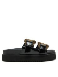 Versace Jeans Couture Klapki 78VA3SM1 Czarny. Czarne klapki damskie Versace Jeans Couture, bez wzorów, z jeansu, bez obcasa. Za 609.99 zł.