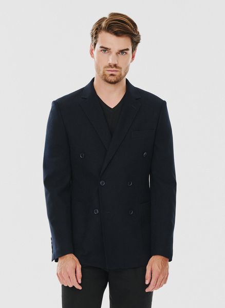 PAKO LORENTE – Granatowa dwurzędowa marynarka męska. Marynarki męskie Pako Lorente, bez wzorów, z elastanu, casualowe. Za 549.99 zł.