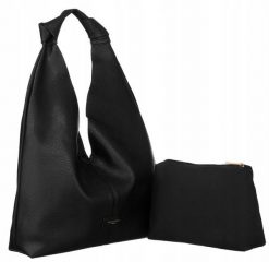 Worek czarny David Jones CM6602. Czarne torebki do ręki damskie David Jones, bez wzorów, ze skóry ekologicznej, bez dodatków. Za 169.99 zł.