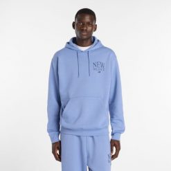 Bluza męska New Balance MT61L713AA3 – niebieska. Niebieskie bluzy męskie New Balance, l, bez wzorów, z bawełny, bez kaptura. Za 199.99 zł.
