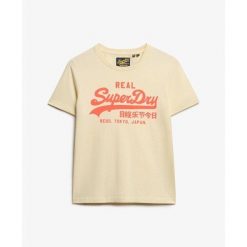Damska dopasowana koszulka Superdry Vintage Logo Neon. Brązowe t-shirty damskie Superdry., bez wzorów, z materiału, vintage, bez kołnierzyka. Za 149.00 zł.