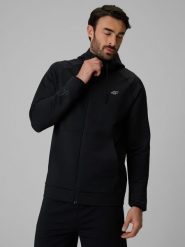 4F Bluza treningowa regular z kapturem męska - czarna L. Czarne bluzy sportowe męskie 4f, l, bez wzorów, z kapturem. Za 229.99 zł.