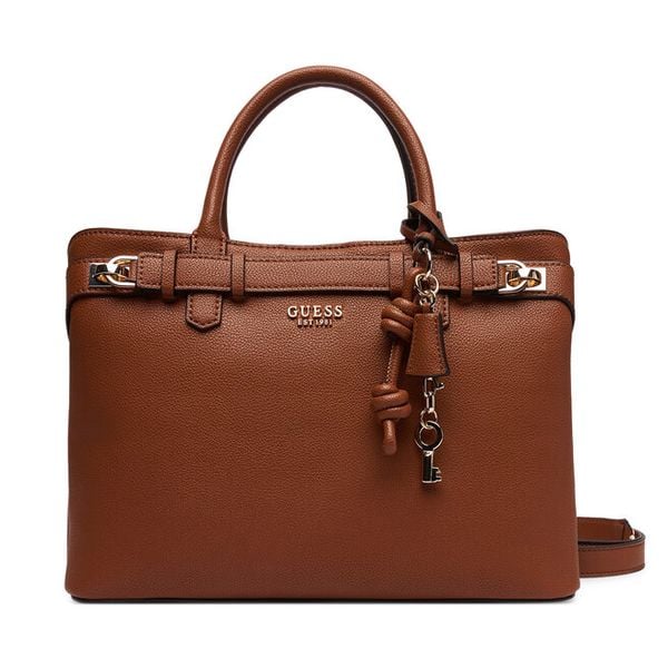 Torebka Guess. Brązowe torebki do ręki damskie Guess, z aplikacjami, klasyczne, bez dodatków. Za 419.99 zł.