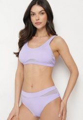 Fioletowe Bikini Majtki Figi i Biustonosz z Siateczkową Wstawką Natenira. Fioletowe bikini damskie Born2be, bez wzorów. Za 74.99 zł.