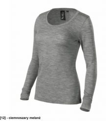 Merino Rise LS - ADLER - Merino Rise LS - Koszulka damska, 190 g/m2, 100 % merino wełna - ciemnoszary melanż XL. Szare t-shirty damskie Malfini, m, bez wzorów, z wełny, bez kołnierzyka. Za 354.33 zł.