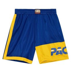 Szorty Indiana Pacers. Niebieskie krótkie spodenki sportowe męskie Mitchell & Ness, bez wzorów, do koszykówki. Za 318.00 zł.