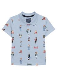 Guess Polo N6RP01 KBV51 Błękitny Regular Fit. Niebieskie t-shirty dla chłopców Guess, z aplikacjami, z bawełny, bez ramiączek. Za 159.99 zł.