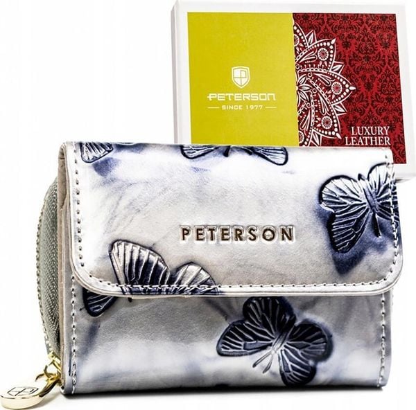 Peterson Skórzany damski portfel Peterson PTN 423229-BF SILVER NoSize. Szare portfele damskie Peterson, bez wzorów. Za 96.16 zł.