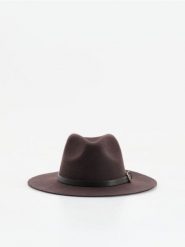 Wełniany kapelusz - ciemnobrązowy. Brązowe czapki i kapelusze damskie Reserved, bez wzorów, z wełny. Za 119.99 zł.