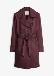 Dwurzędowy trencz. Zielone płaszcze damskie bonprix, bez wzorów, eleganckie, bez kaptura. Za 239.99 zł.