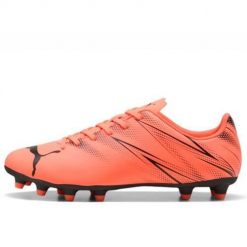 Buty piłkarskie męskie Puma Attacanto. Brązowe buty sportowe męskie Puma, z materiału, bez zapięcia, do piłki nożnej. Za 184.18 zł.