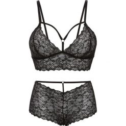 Biustonosz + figi panty "ouvert" (2 części) bonprix czarny. Biustonosze marki bonprix. Za 74.99 zł.