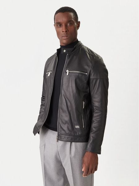 KARL LAGERFELD Kurtka skórzana 555022 554421 Czarny Slim Fit. Czarne kurtki męskie KARL LAGERFELD, m, bez wzorów, ze skóry, bez kaptura. Za 2,479.00 zł.