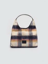 Torebka hobo z tkaniny w kratę brązowa OO574143 803. Brązowe plecaki damskie Big Star, bez wzorów, z tkaniny, eleganckie. Za 179.99 zł.