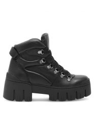 Badura Trzewiki AHMET-02 Czarny. Czarne botki damskie Badura, ze skóry, bez obcasa, na płaskiej podeszwie, bez zapięcia. Za 429.99 zł.