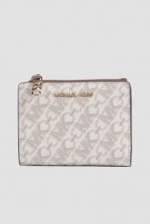 MICHAEL KORS Biały portfel z monogramem. Białe portfele damskie Michael Kors, bez wzorów, ze skóry ekologicznej. W wyprzedaży za 559.99 zł.