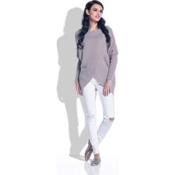 Mocca Sweter o Luźnym Fasonie z Kopertowym Dołem. Swetry damskie Molly.pl, l, bez wzorów, z wełny, eleganckie, bez kołnierzyka, bez ramiączek, bez kaptura. Za 99.90 zł.