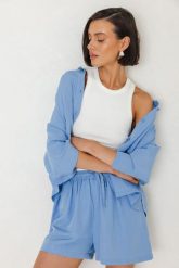 SPODENKI MEL NIEBIESKIE S - Flawless. Niebieskie szorty damskie Flawless, na lato, s, bez wzorów, z gumy, eleganckie. Za 249.00 zł.