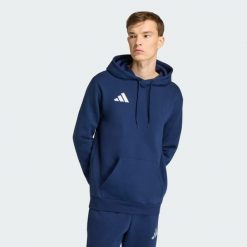 Bluza z kapturem Entrada26. Białe bluzy męskie Adidas, bez wzorów, z polaru, z kapturem, do piłki nożnej. Za 199.00 zł.