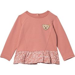 Bluza w kolorze łososiowym. Czerwone bluzy dla niemowląt Steiff, z aplikacjami, bez ramiączek, bez kaptura. W wyprzedaży za 58.95 zł.