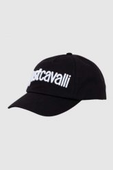JUST CAVALLI Czapka z daszkiem 3d Up z białym logo. Czarne czapki i kapelusze damskie Just Cavalli, bez wzorów. W wyprzedaży za 104.99 zł.
