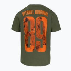 Koszulka męska Pitbull Eighty Nine Dog. Zielone koszulki sportowe męskie PITBULL, na lato, m, bez wzorów, z bawełny, bez kołnierzyka, bez ramiączek, na fitness i siłownię. Za 69.99 zł.