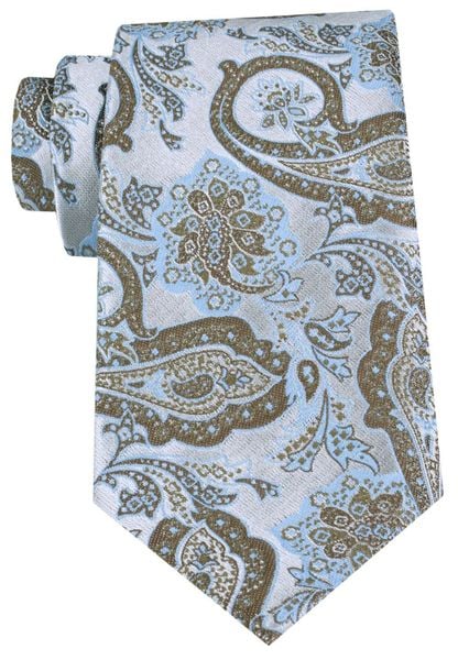 Męski Krawat - Chattier - Błękit i Beż z Dużym Wzorem. Niebieskie krawaty i muchy Chattier, bez wzorów, z tkaniny, eleganckie. Za 55.00 zł.