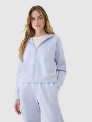 4F Bluza dresowa rozpinana z modalem damska - niebieska M. Niebieskie bluzy damskie 4f, m, bez wzorów, z dresówki, z kapturem. W wyprzedaży za 139.99 zł.