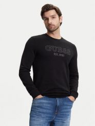 Guess Bluza M5YQ08 KCN01 Czarny Regular Fit. Czarne bluzy męskie Guess, m, z aplikacjami, z bawełny, bez kaptura. Za 279.99 zł.