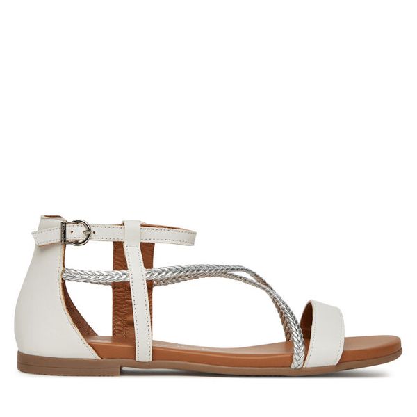 Sandały Tamaris. Białe sandały damskie Tamaris, bez wzorów, bez obcasa, na płaskiej podeszwie, bez zapięcia. Za 179.99 zł.