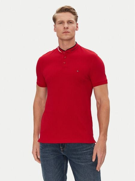 Tommy Hilfiger Polo Mao MW0MW34752 Czerwony Slim Fit. Czerwone koszulki polo męskie Tommy Hilfiger, m, bez wzorów, z bawełny, bez ramiączek. Za 219.99 zł.