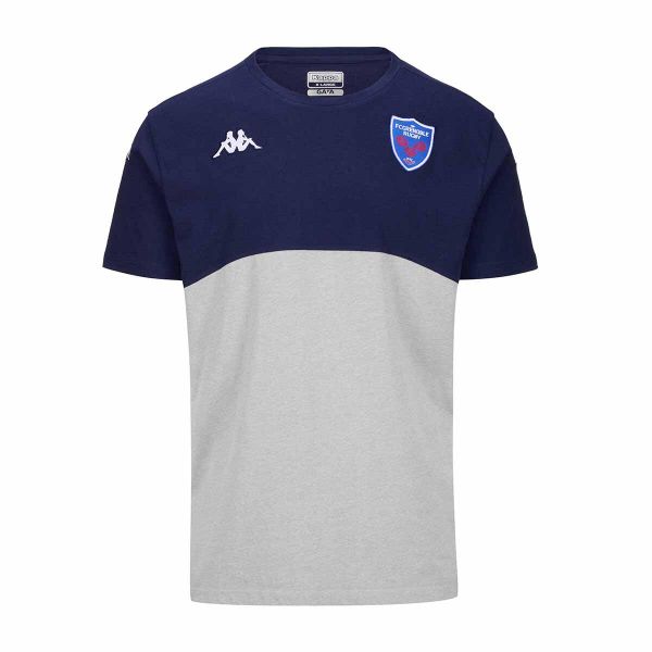 Koszulka FC Grenoble Rugby Ayba 8. Niebieskie koszulki sportowe męskie Kappa, bez wzorów, bez kołnierzyka, bez ramiączek. Za 177.50 zł.