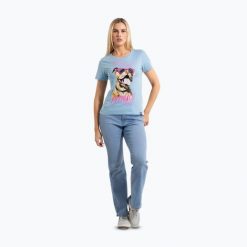 Koszulka damska Pitbull Synglasses Dog. Niebieskie koszulki sportowe damskie PITBULL, bez wzorów, bez kołnierzyka, bez ramiączek. Za 64.99 zł.