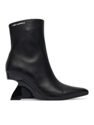 KARL LAGERFELD Botki Waverly KL34645 Czarny. Czarne botki damskie KARL LAGERFELD, ze skóry, bez obcasa, na słupku, bez zapięcia. Za 1,099.00 zł.