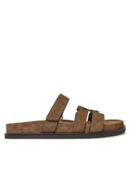 Tory Burch Klapki Ines Sport Slide 163481 Brązowy. Brązowe klapki damskie Tory Burch, bez wzorów, ze skóry, sportowe, bez obcasa. Za 1,279.00 zł.